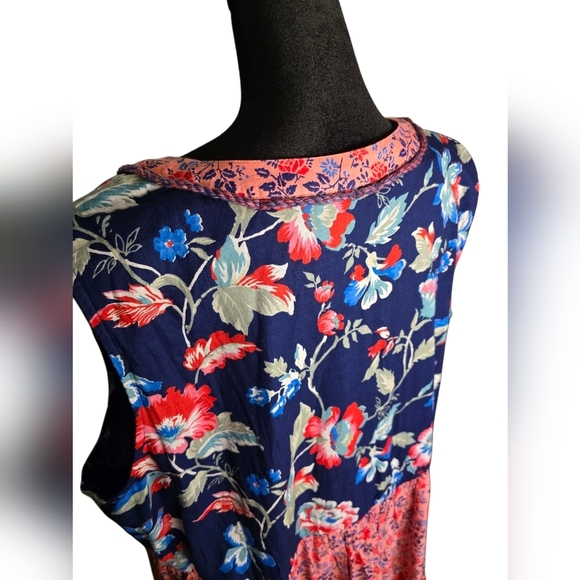 Woman Within Blue/Pink Floral Tired Boho Sleveless Maxi Dress, Women Size 26 - Picture 7 of 10